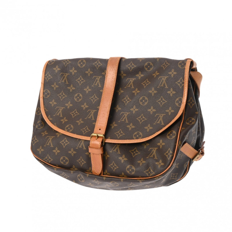 LOUIS VUITTON ルイヴィトン モノグラム ソミュール 35 ブラウン M42254 レディース モノグラムキャンバス ショルダーバッグ Bランク 中古 銀蔵