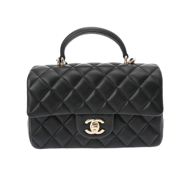 CHANEL シャネル マトラッセ トップハンドル フラップバッグ 20cm ブラック AS2431 レディース ラムスキン ショルダーバッグ Aランク 中古 銀蔵