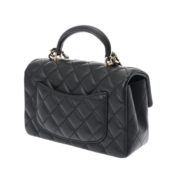 CHANEL シャネル マトラッセ トップハンドル フラップバッグ 20cm ブラック AS2431 レディース ラムスキン ショルダーバッグ Aランク 中古 銀蔵