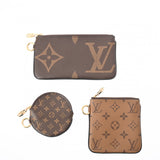 LOUIS VUITTON ルイヴィトン モノグラムリバース ジャイアント ポシェットトリオ ブラウン/ベージュ M68756 レディース モノグラムキャンバス ポーチ 新同 中古 銀蔵