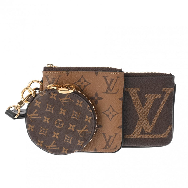 LOUIS VUITTON ルイヴィトン モノグラムリバース ジャイアント ポシェットトリオ ブラウン/ベージュ M68756 レディース モノグラムキャンバス ポーチ 新同 中古 銀蔵