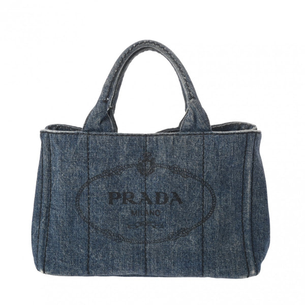 PRADA プラダ カナパ ミニトート ブルー ゴールド金具 レディース デニム ハンドバッグ Bランク 中古 銀蔵