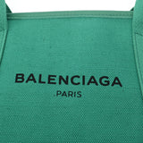 BALENCIAGA バレンシアガ ネイビーカバス XS 2WAY グリーン 390346 レディース キャンバス レザー ハンドバッグ ABランク 中古 銀蔵