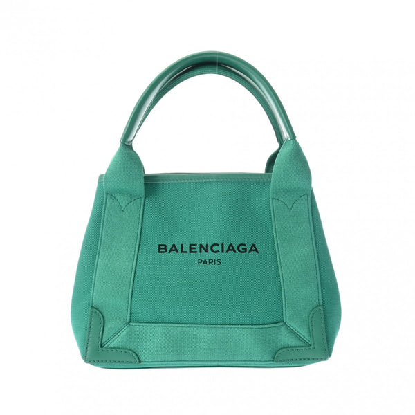 BALENCIAGA バレンシアガ ネイビーカバス XS 2WAY グリーン 390346 レディース キャンバス レザー ハンドバッグ ABランク 中古 銀蔵