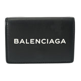 BALENCIAGA バレンシアガ エブリデイ ミニウォレット  ブラック シルバー金具 型番不鮮明 ユニセックス カーフ 三つ折り財布 Bランク 中古 銀蔵