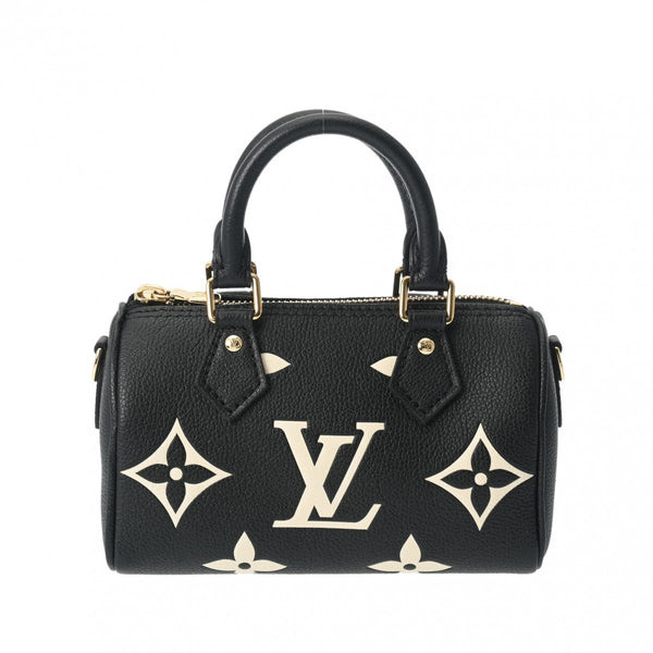 LOUIS VUITTON ルイヴィトン モノグラムアンプラント ナノスピーディ 2WAY 黒/ベージュ M81456 レディース レザー ハンドバッグ 未使用 銀蔵