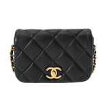 CHANEL シャネル マトラッセ ミニチェーンショルダー 17cm ブラック レディース ラムスキン ショルダーバッグ Aランク 中古 銀蔵