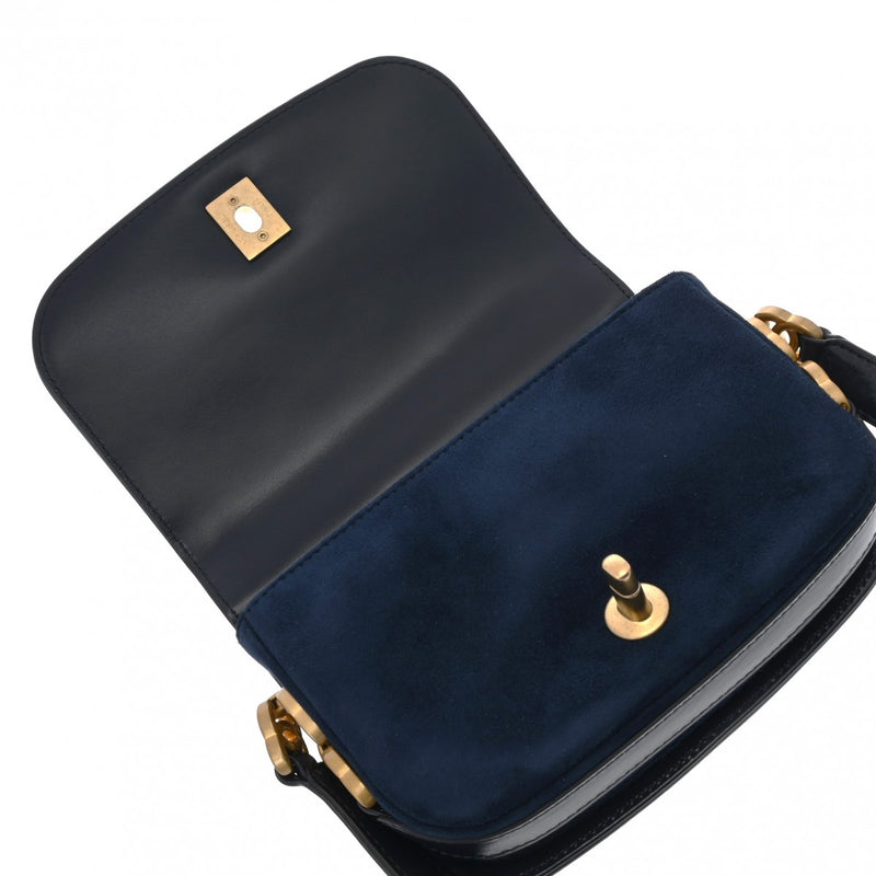 CHANEL シャネル マトラッセ ココマーク チェーン ネイビー レディース シャイニーカーフ/スエード ショルダーバッグ Aランク 中古 銀蔵