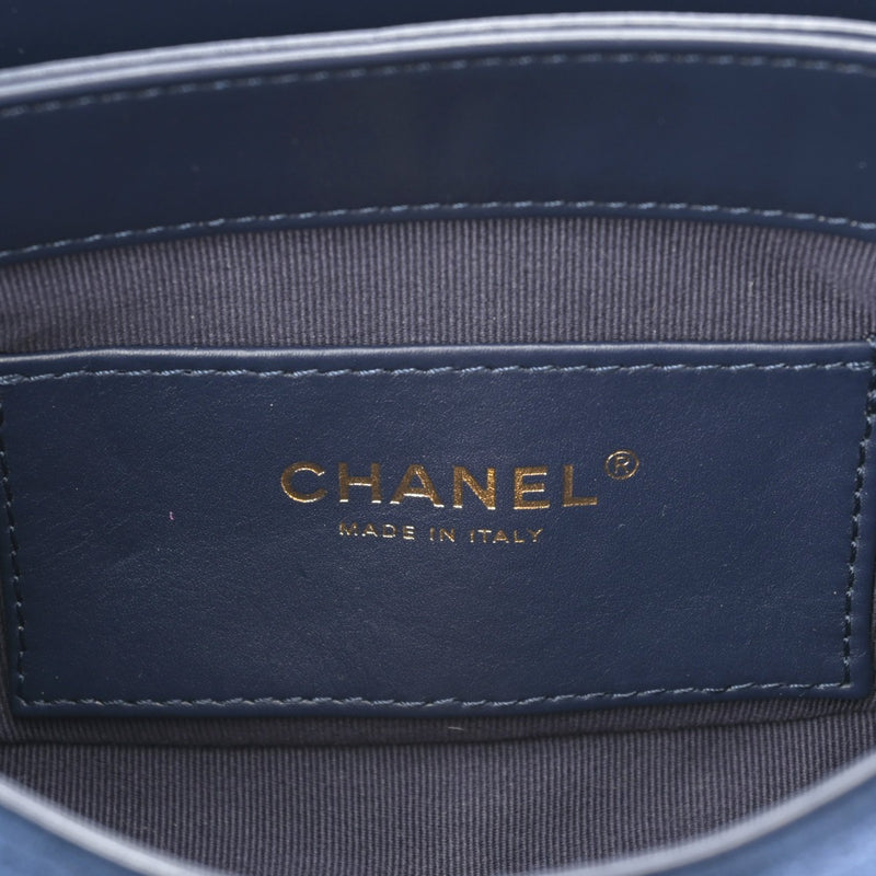 CHANEL シャネル マトラッセ ココマーク チェーン ネイビー レディース シャイニーカーフ/スエード ショルダーバッグ Aランク 中古 銀蔵