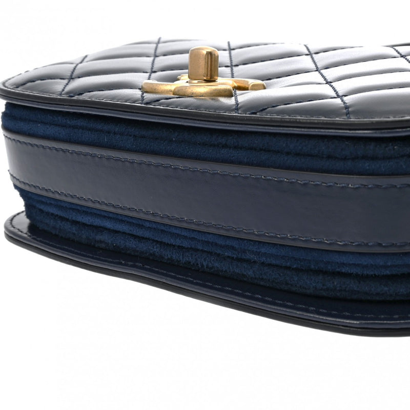 CHANEL シャネル マトラッセ ココマーク チェーン ネイビー レディース シャイニーカーフ/スエード ショルダーバッグ Aランク 中古 銀蔵