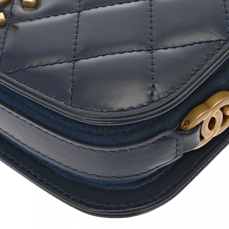 CHANEL シャネル マトラッセ ココマーク チェーン ネイビー レディース シャイニーカーフ/スエード ショルダーバッグ Aランク 中古 銀蔵