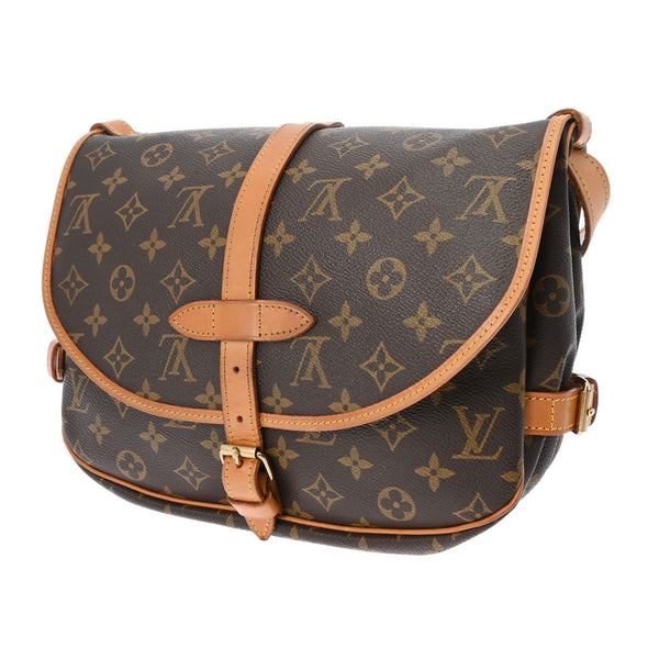 LOUIS VUITTON ルイヴィトン モノグラム ソミュール 30 ブラウン M42256 レディース モノグラムキャンバス ショルダーバッグ Bランク 中古 銀蔵