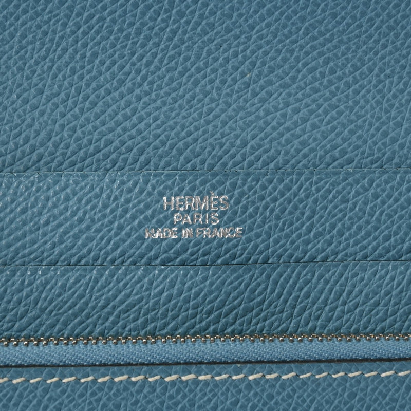 HERMES エルメス アザップ コンバイン ブルージーン パラジウム金具 □J刻印(2006年頃) レディース ヴォーエプソン 長財布 ABランク 中古 銀蔵