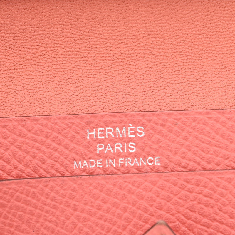 HERMES エルメス ベアン カードケース ルージュカザック/フラミンゴ パラジウム金具 □R刻印(2014年頃) ユニセックス ヴォーエプソン カードケース ABランク 中古 銀蔵