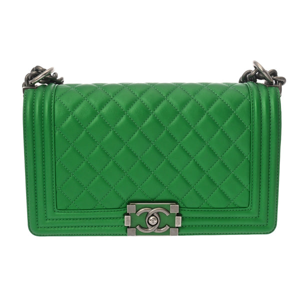 CHANEL ショルダーバッグ ブラック/グリーン シャネル チェーンショルダー 25cm 43000 グリーン レディース