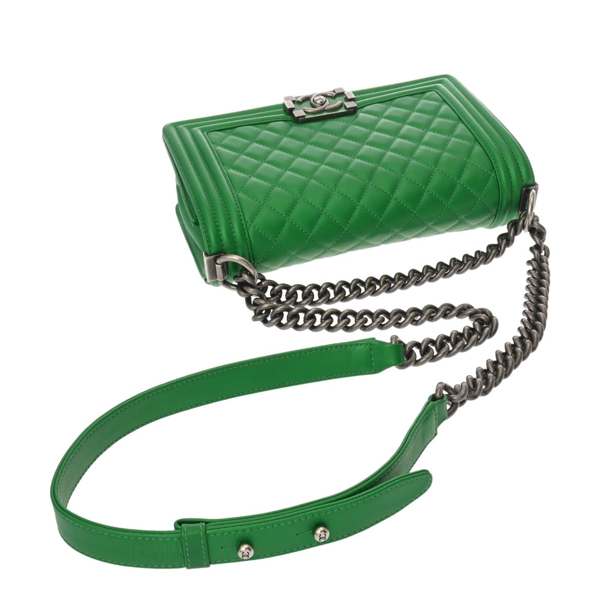 シャネル チェーンショルダー 25cm 43000 グリーン レディース