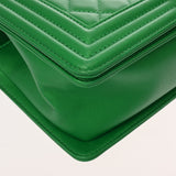 CHANEL シャネル ボーイシャネル チェーンショルダー 25cm グリーン A67086 レディース ラムスキン ショルダーバッグ Aランク 中古 銀蔵