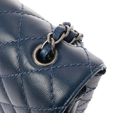 CHANEL シャネル マトラッセ Wフラップ チェーンショルダー 33cm ブルー A58601 レディース キャビアスキン ショルダーバッグ Aランク 中古 銀蔵