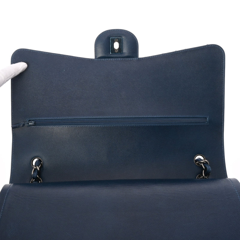 CHANEL シャネル マトラッセ Wフラップ チェーンショルダー 33cm ブルー A58601 レディース キャビアスキン ショルダーバッグ Aランク 中古 銀蔵