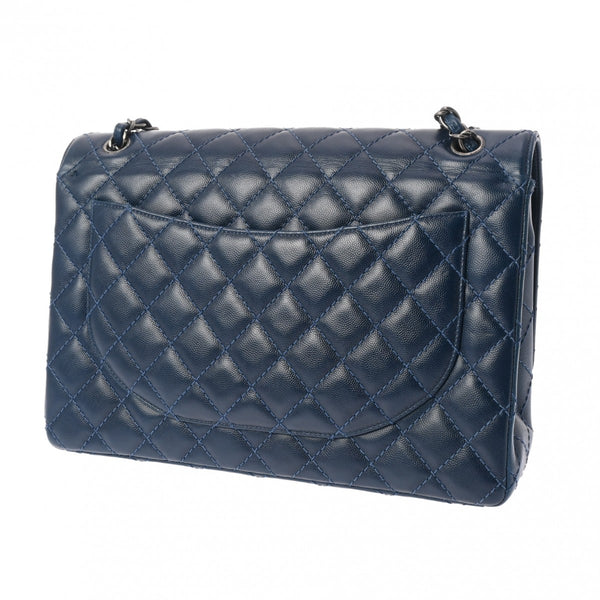 CHANEL シャネル マトラッセ Wフラップ チェーンショルダー 33cm  ブルー A58601 レディース キャビアスキン ショルダーバッグ Aランク 中古 銀蔵