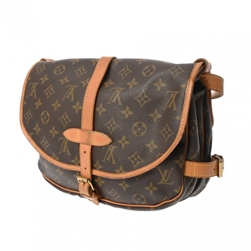 LOUIS VUITTON ルイヴィトン モノグラム ソミュール 30 ブラウン M42256 レディース モノグラムキャンバス ショルダーバッグ Bランク 中古 銀蔵