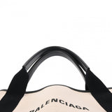 BALENCIAGA バレンシアガ ネイビーカバス S ホワイト ブラック 339933 レディース キャンバス レザー ハンドバッグ Bランク 中古 銀蔵