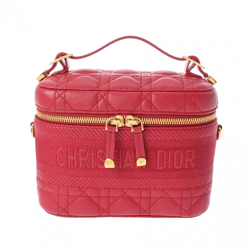 CHRISTIAN DIOR クリスチャンディオール DIORTRAVEL ヴァニティスモール レッド S5488UNTR レディース ラムスキン ショルダーバッグ Aランク 中古 銀蔵