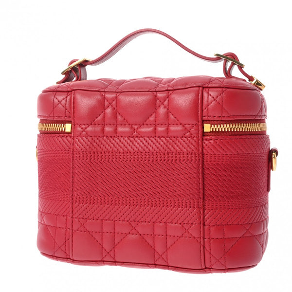 CHRISTIAN DIOR クリスチャンディオール DIORTRAVEL ヴァニティスモール レッド S5488UNTR レディース ラムスキン バニティバッグ Aランク 中古 銀蔵