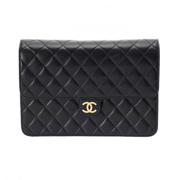 CHANEL シャネル マトラッセ チェーンショルダー 25cm ブラック レディース ラムスキン ショルダーバッグ ABランク 中古 銀蔵