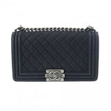 CHANEL シャネル ボーイシャネル チェーンショルダー 25cm ネイビー A67086 レディース ラムスキン ショルダーバッグ Bランク 中古 銀蔵