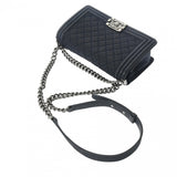 CHANEL シャネル ボーイシャネル チェーンショルダー 25cm ネイビー A67086 レディース ラムスキン ショルダーバッグ Bランク 中古 銀蔵