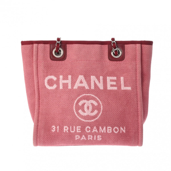 CHANEL シャネル ドーヴィル PM ピンク レディース キャンバス トートバッグ Bランク 中古 銀蔵