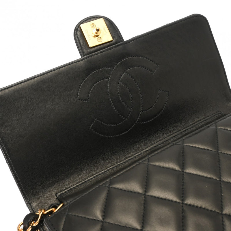 CHANEL シャネル マトラッセ 22cm チェーンショルダー  黒 レディース ラムスキン ショルダーバッグ Bランク 中古 銀蔵