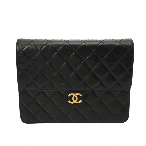 CHANEL シャネル マトラッセ 22cm チェーンショルダー  黒 レディース ラムスキン ショルダーバッグ Bランク 中古 銀蔵