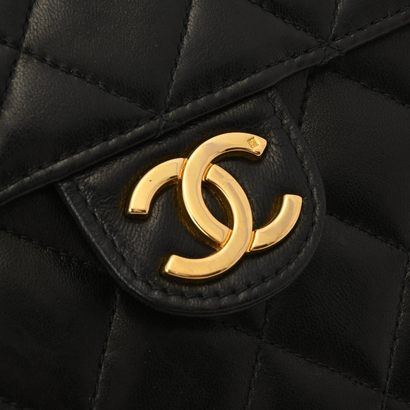 CHANEL シャネル マトラッセ 22cm チェーンショルダー  黒 レディース ラムスキン ショルダーバッグ Bランク 中古 銀蔵