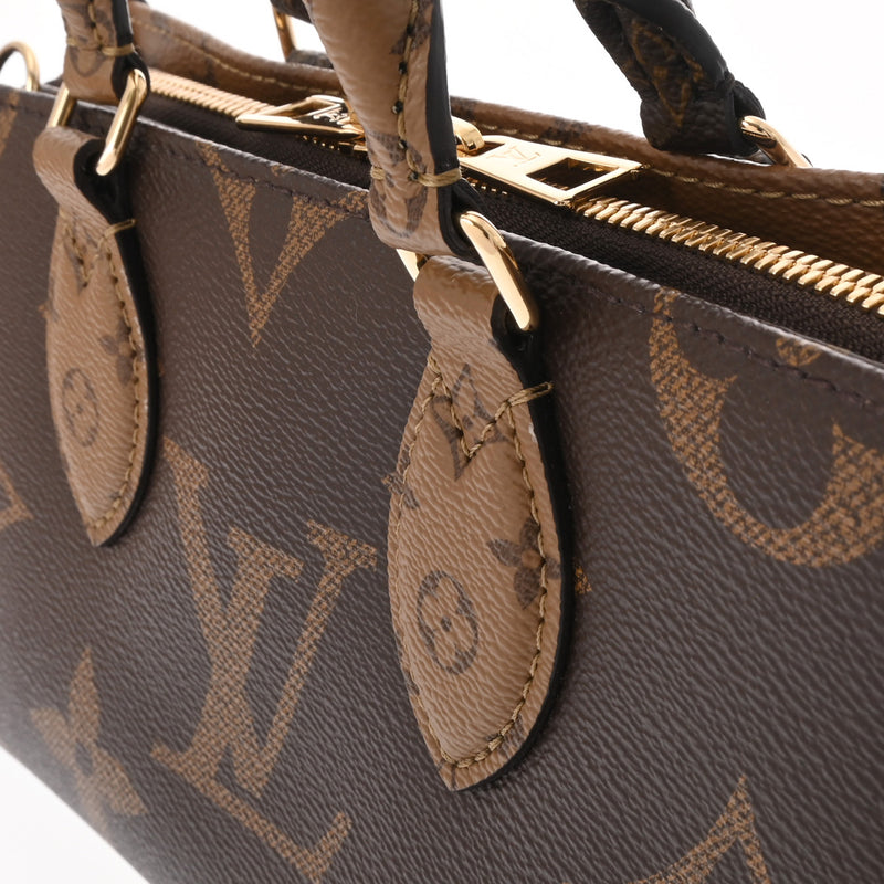 LOUIS VUITTON ルイヴィトン モノグラムリバース オンザゴー EW 2WAYショルダー ブラウン M46653 レディース モノグラムキャンバス ハンドバッグ Aランク 中古 銀蔵