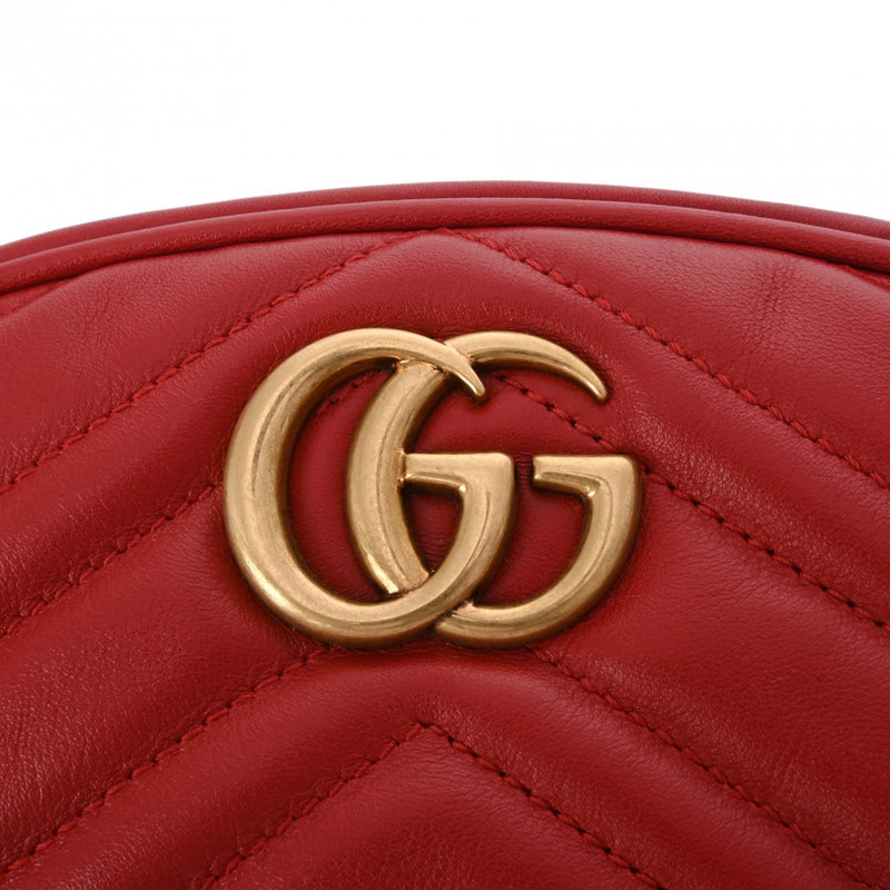 GUCCI グッチ GGマーモント ベルトバッグ レッド 476434 レディース レザー ボディバッグ Aランク 中古 銀蔵