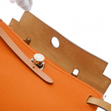 HERMES エルメス エールバッグ ジップ PM 2WAY オレンジ/茶 □P刻印(2012年頃) レディース トワルオフィシェ/ヴァッシュハンター ハンドバッグ Bランク 中古 銀蔵