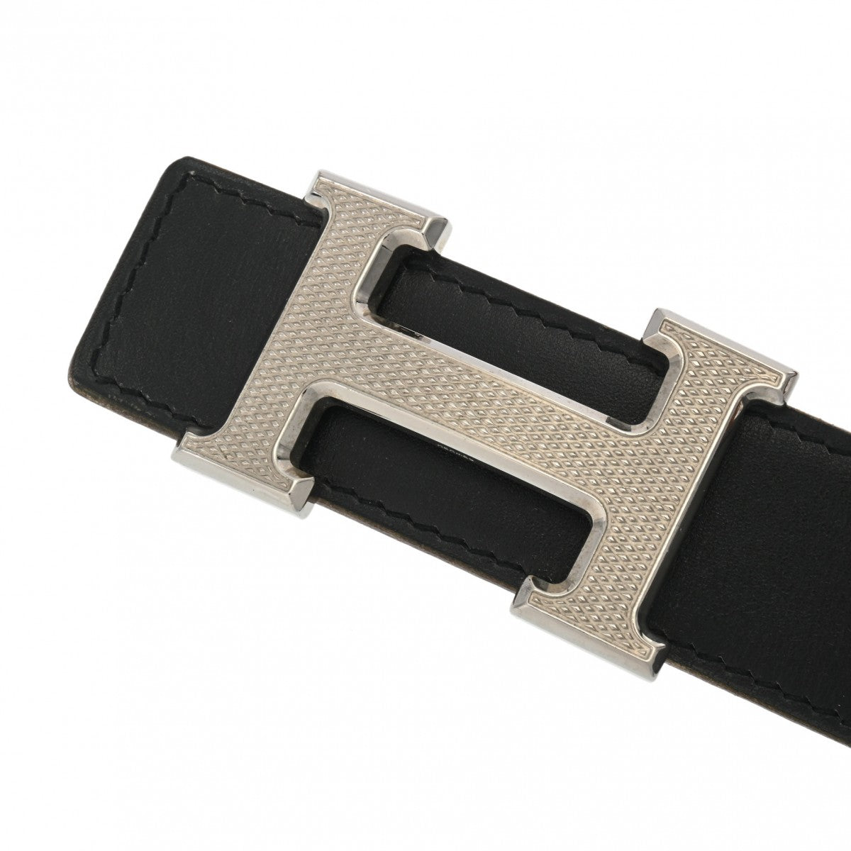 エルメスHベルト ギロッシュ ブラック/ゴールド シルバー金具 □H刻印
