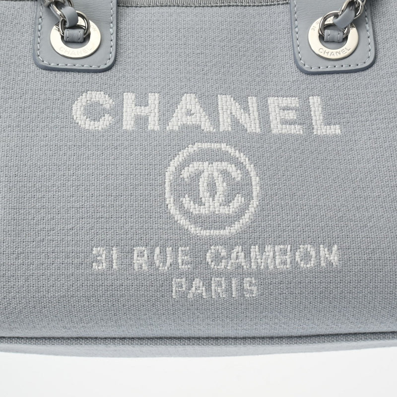 CHANEL シャネル ドーヴィル ボーリングバッグ 2WAY ブルー A92749 レディース キャンバス ハンドバッグ Aランク 中古 銀蔵