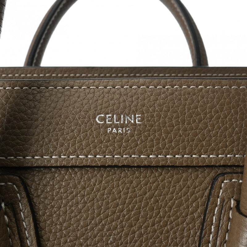 CELINE セリーヌ ラゲージ ナノショッパー スリ レディース ドラムドカーフ ハンドバッグ ABランク 中古 銀蔵