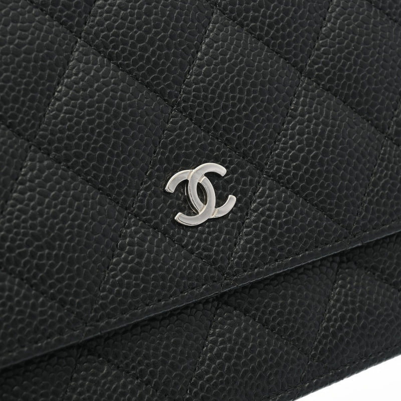 CHANEL シャネル マトラッセ チェーンウォレット 旧型 黒 シルバー金具 A33814 レディース キャビアスキン ショルダーバッグ Aランク 中古 銀蔵