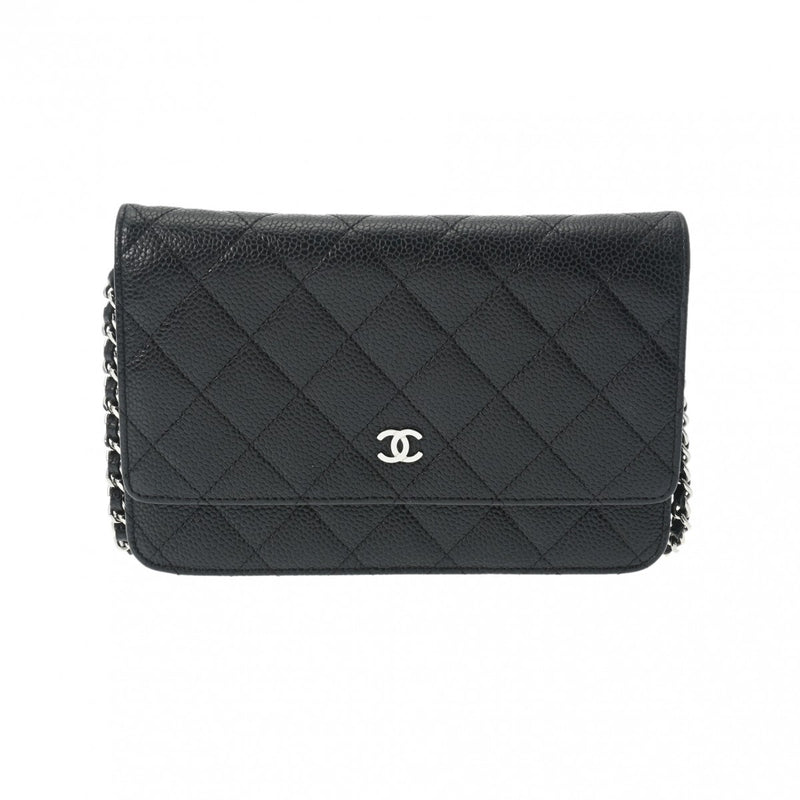 CHANEL シャネル マトラッセ チェーンウォレット 旧型 黒 シルバー金具 A33814 レディース キャビアスキン ショルダーバッグ Aランク 中古 銀蔵