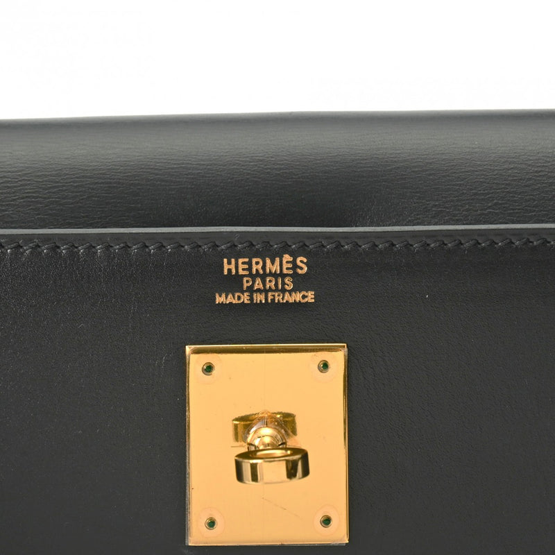 HERMES エルメス ケリー 32 外縫い 2WAY ブラック □F刻印(2002年頃) レディース ボックスカーフ ハンドバッグ Aランク 中古 銀蔵