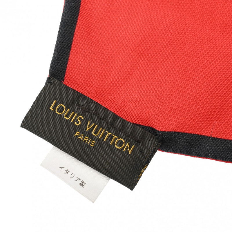 LOUIS VUITTON ルイヴィトン バンドー トランク ベージュ/赤 レディース シルク100% スカーフ Bランク 中古 銀蔵