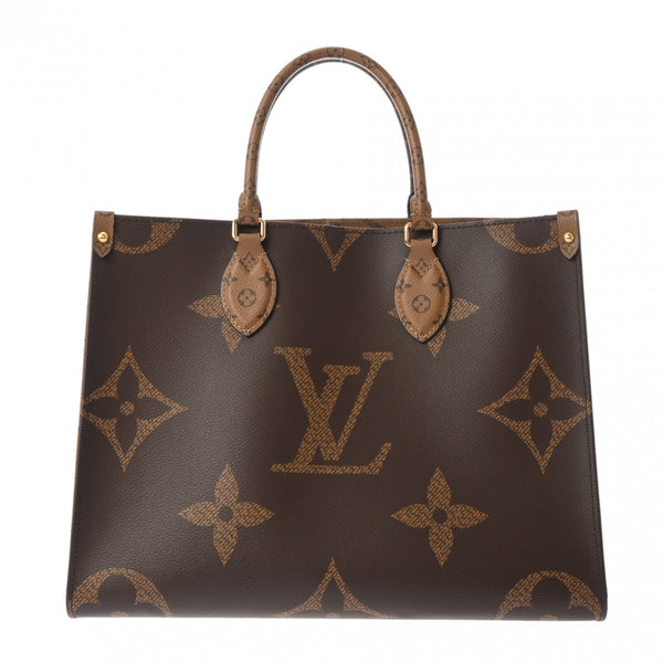 LOUIS VUITTON ルイヴィトン モノグラムジャイアント オンザゴー MM 2WAYトート ブラウン レディース モノグラムリバースキャンバス ハンドバッグ Aランク 中古 銀蔵