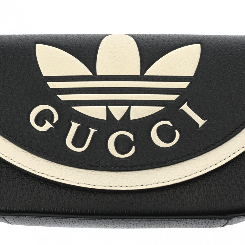 GUCCI グッチ adidasコラボ ブラック/ホワイト 727791 ユニセックス レザー ショルダーバッグ 新同 中古 銀蔵