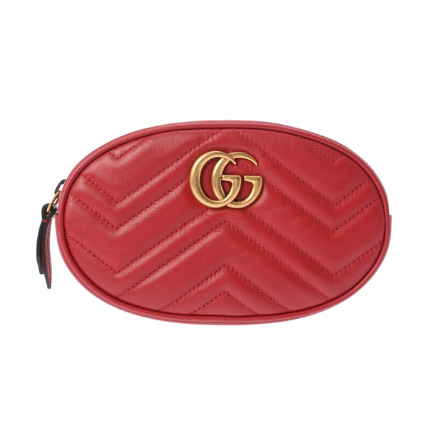 GUCCI グッチ GGマーモント ベルトバッグ レッド 476434 レディース レザー ボディバッグ Aランク 中古 銀蔵