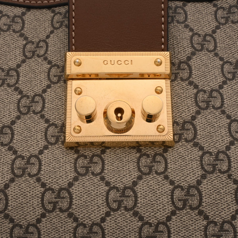 GUCCI グッチ パドロック GG ミディアム チェーンショルダーバッグ ベージュ ブラウン レディース PVC レザー トートバッグ ABランク 中古 銀蔵