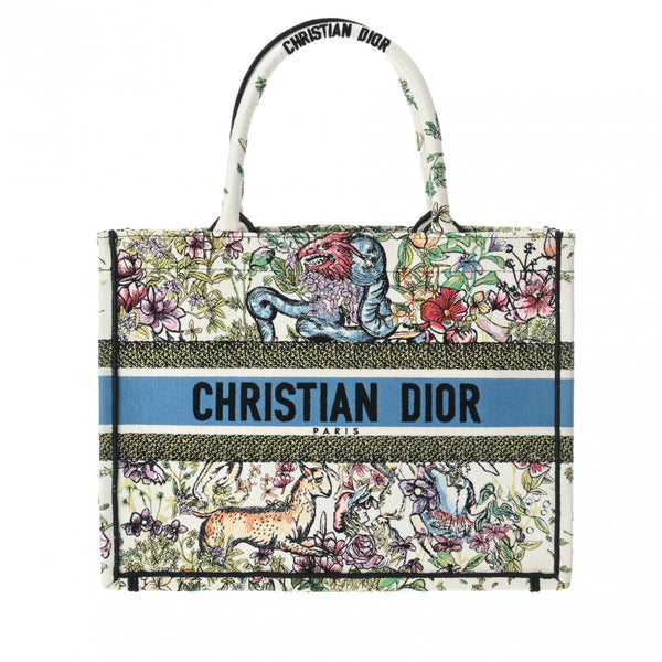 CHRISTIAN DIOR クリスチャンディオール ブックトート ミディアム Dコンステレーション ホワイト/マルチカラー M1296ZRUV レディース キャンバス ハンドバッグ Aランク 中古 銀蔵